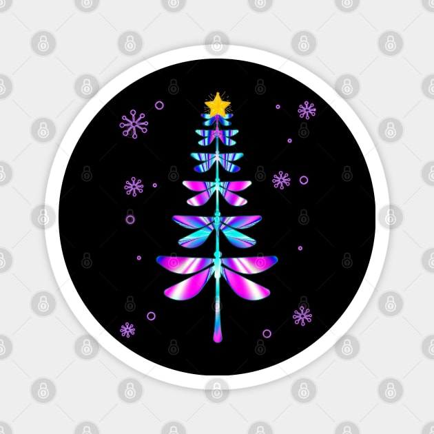 dragonfly christmas tree Magnet by Ghani Store